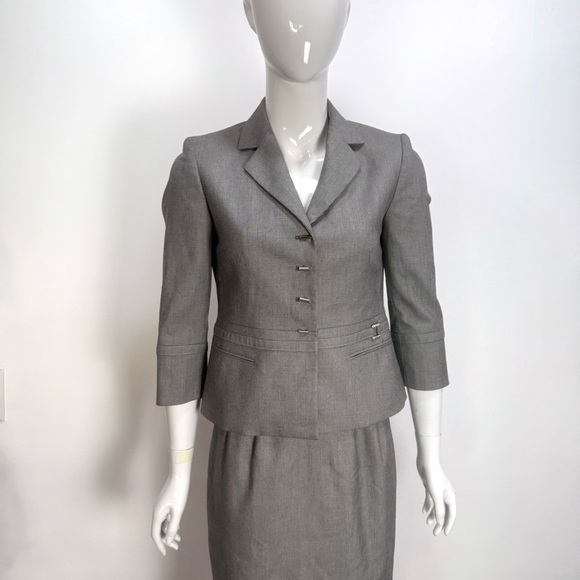 Kasper Gray Midi Skirt Suit - Picture 11 of 15